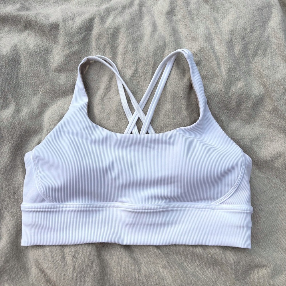 Lululemon Energy Bra Longline Ribbed White LW2BLIS Size 14